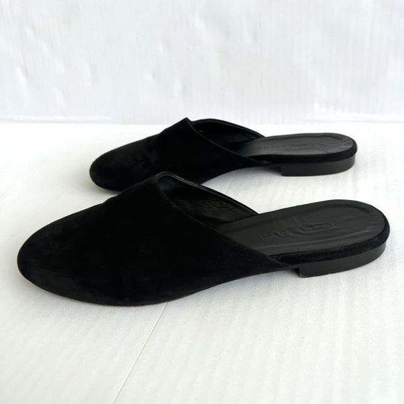 Jenni Kayne Leather Mule Slides Italian Made Black Suede Oiled Women's Size 7 - Picture 2 of 9
